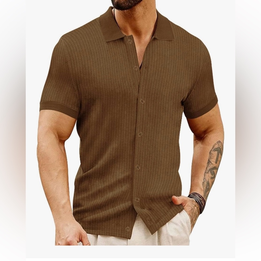 Men's Brown Short Sleeve Shirt